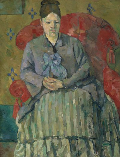 Madame Cézanne in een Rode Armstoel door Paul Cézanne